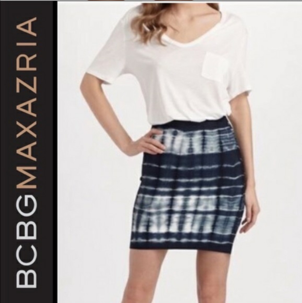 BCBG Navy Tie Dye Bandage Skirt
